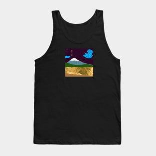 Japanese Gold landscape with mountain Tank Top